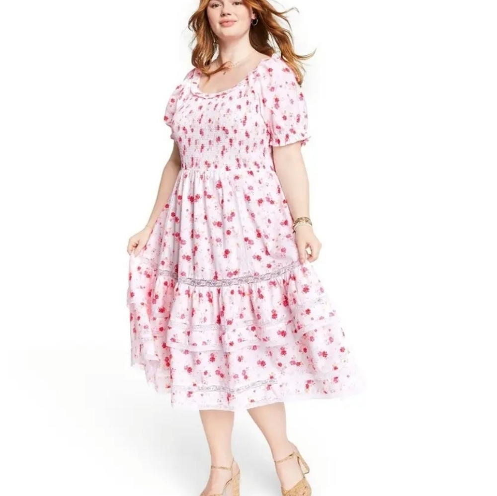 LOVE SHACK FANCY x Target Pink Cotton Midi Dress